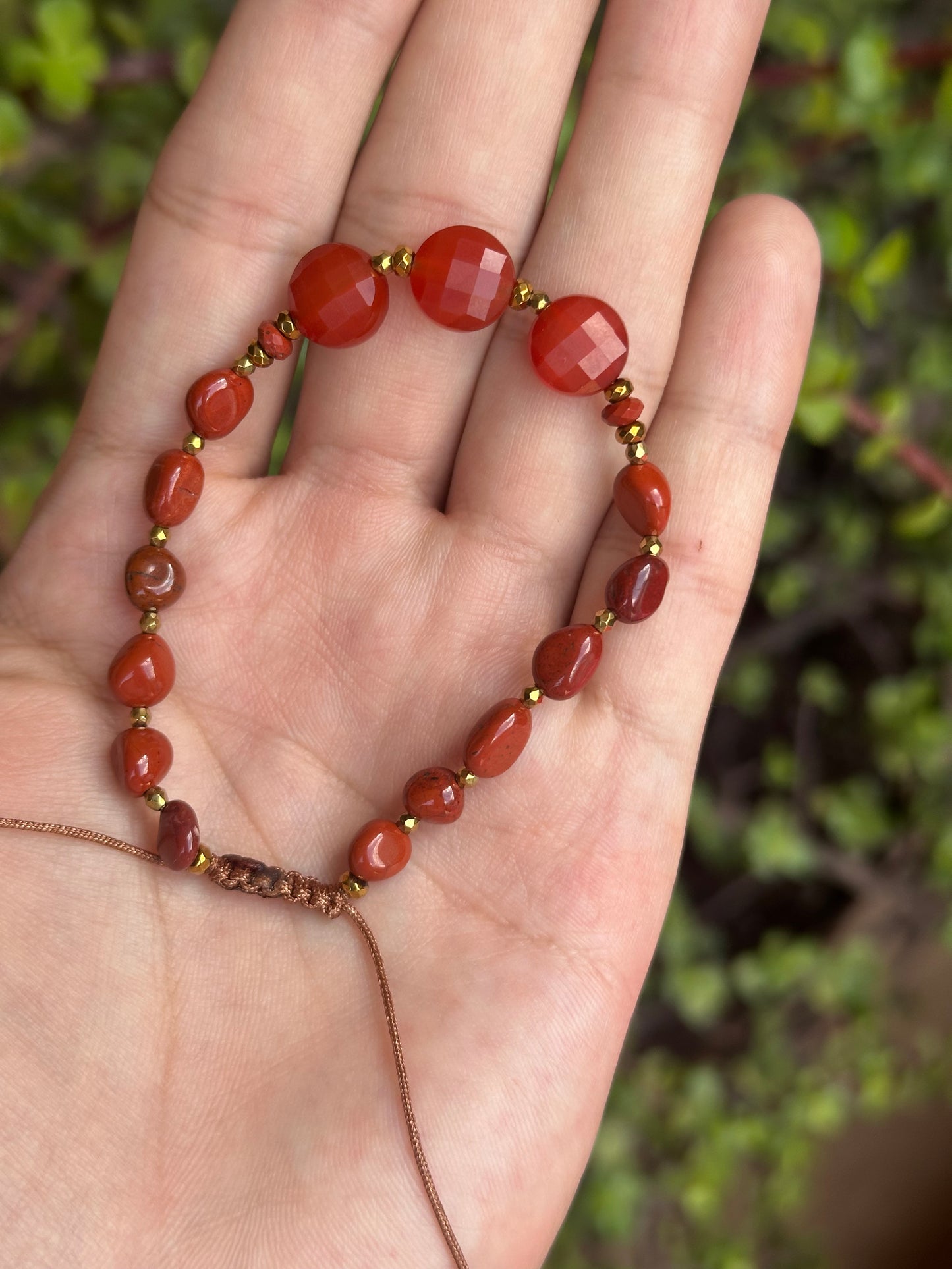Pulsera Ajustable de Jaspe Rojo
