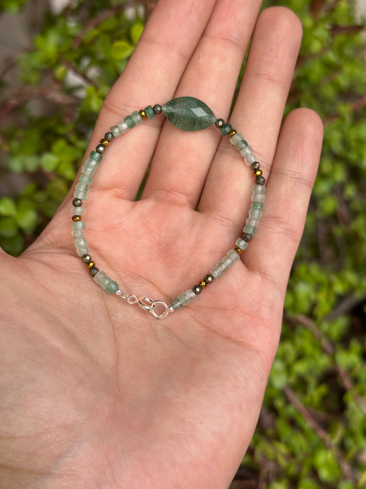 Pulsera Ajustable de Venturina con Pirita | Abundancia y Buena Suerte