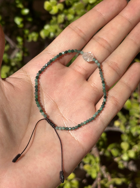 Pulsera de Jade de Guatemala Facetado con Herkimer y Hematita