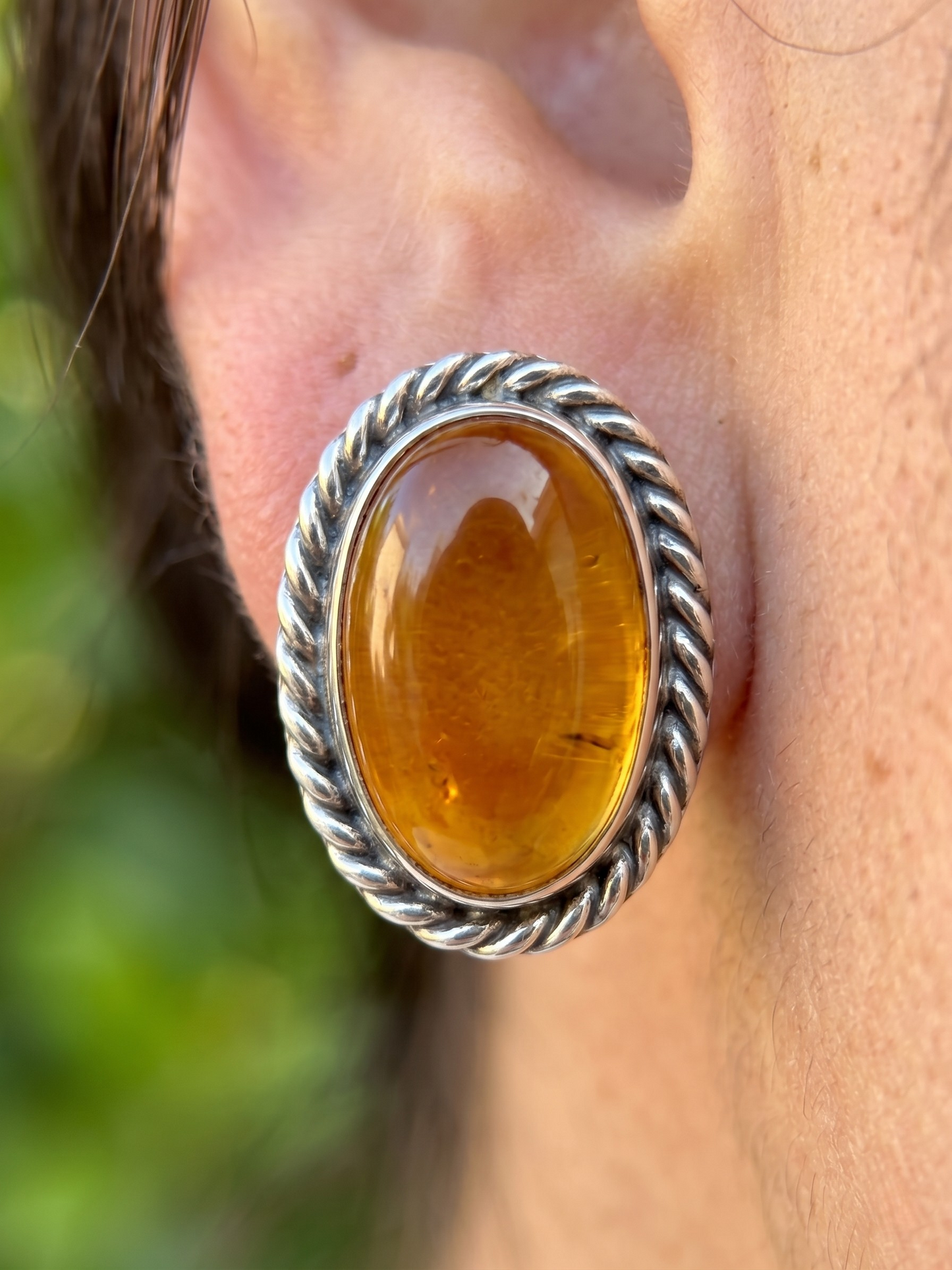 Set de Aretes con Dije de Ámbar de Chiapas en Plata .925