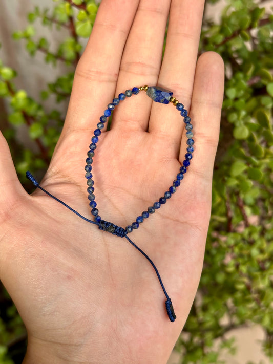 Pulsera Ajustable de Hematita y Lapislázuli facetado