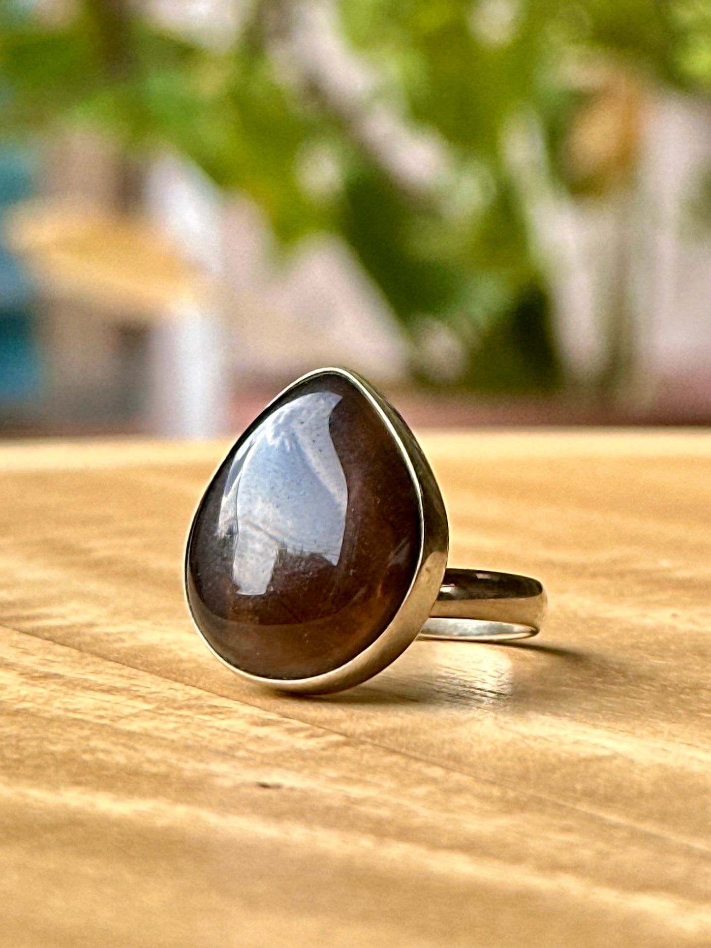 Anillo ajustable de cuarzo morión