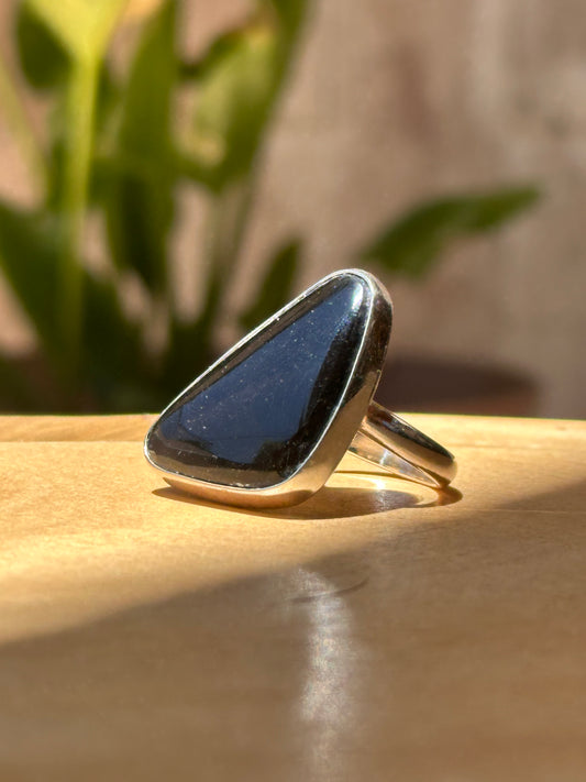 Anillo ajustable de obsidiana arcoíris