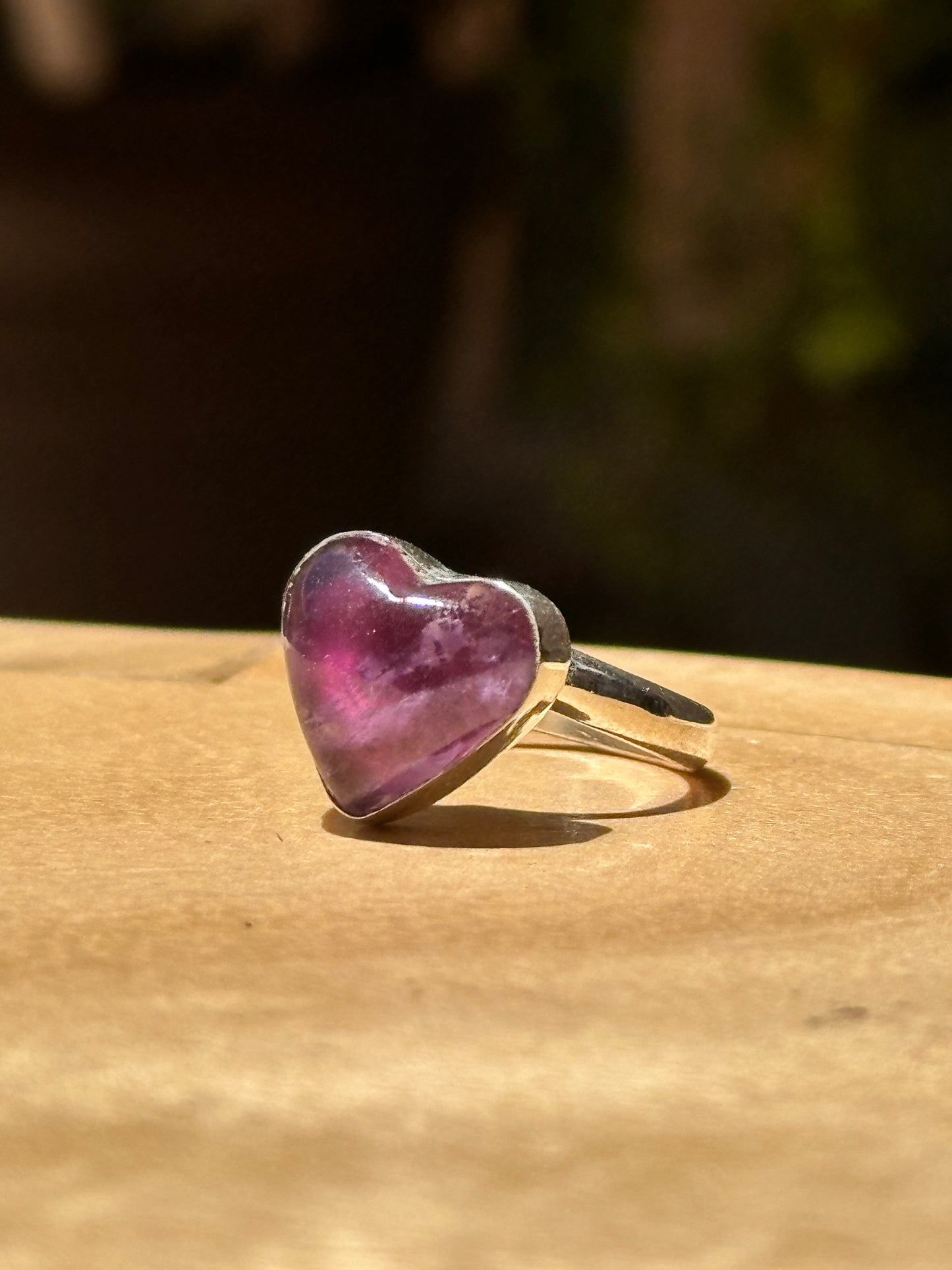Anillo ajustable de Amatista corazón