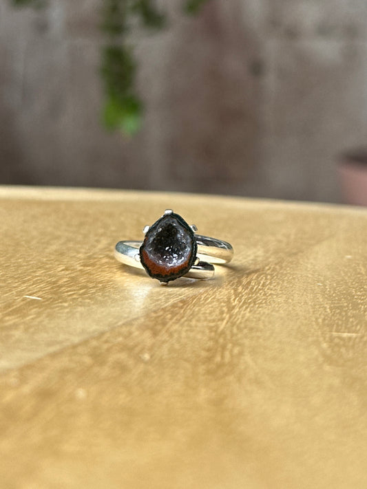 Anillo ajustable de geoda Ágata