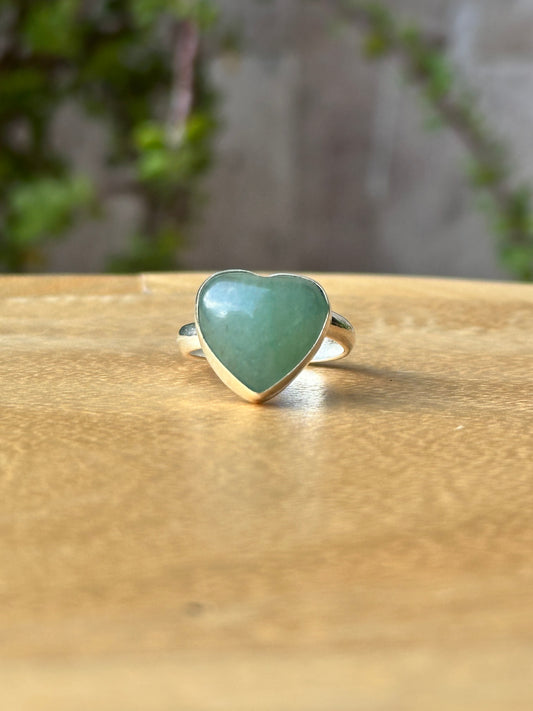 Anillo ajustable de Aventurina Verde corazón