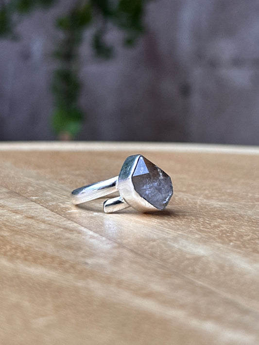 Anillo ajustable de Cuarzo Herkimer mini