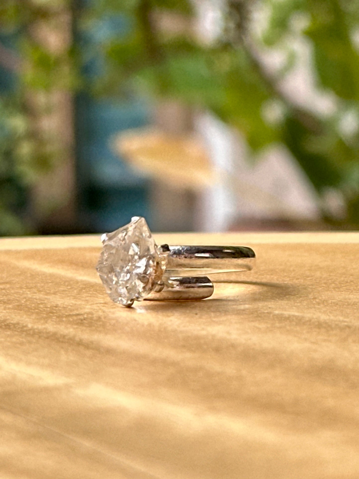 Anillo ajustable de Cuarzo Herkimer