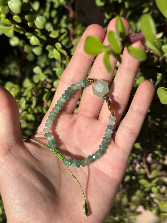 Pulsera Ajustable de Venturina Verde, Hematita, Ojo de Tigre y Pirita