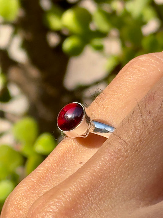 Anillo ajustable de Granate Rojo