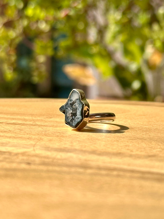 Anillo ajustable de geoda Ágata