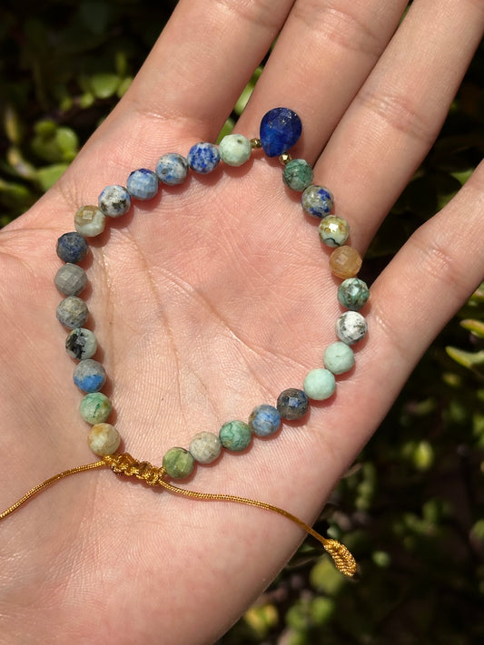Pulsera Ajustable de Azurita, Hematita y Lapislázuli