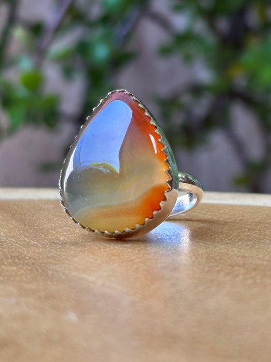 Anillo Ajustable de Cornalina Bandeada