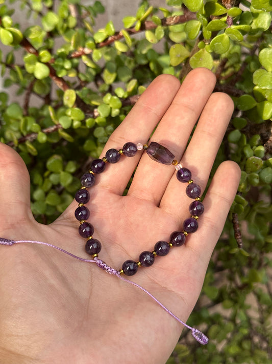 Pulsera ajustable de Amatista & Hematita