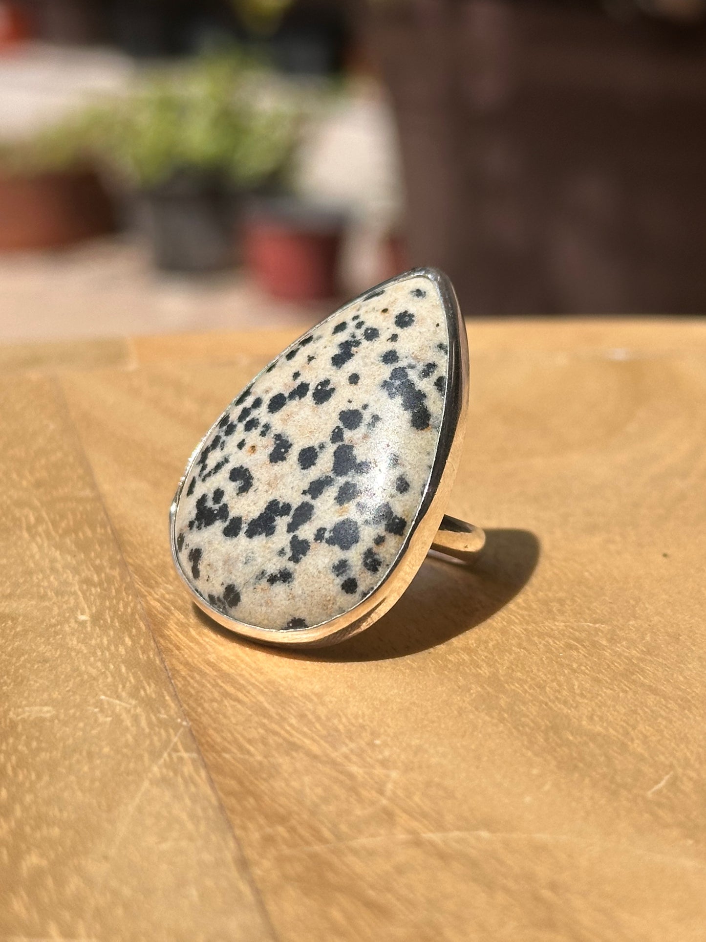 Anillo ajustable de Jaspe dálmata