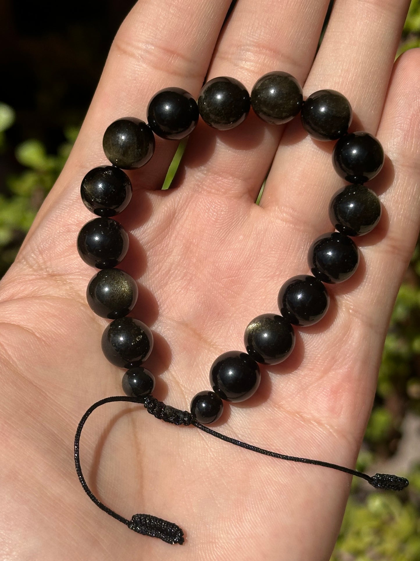 Pulsera Ajustable de Obsidiana Dorada