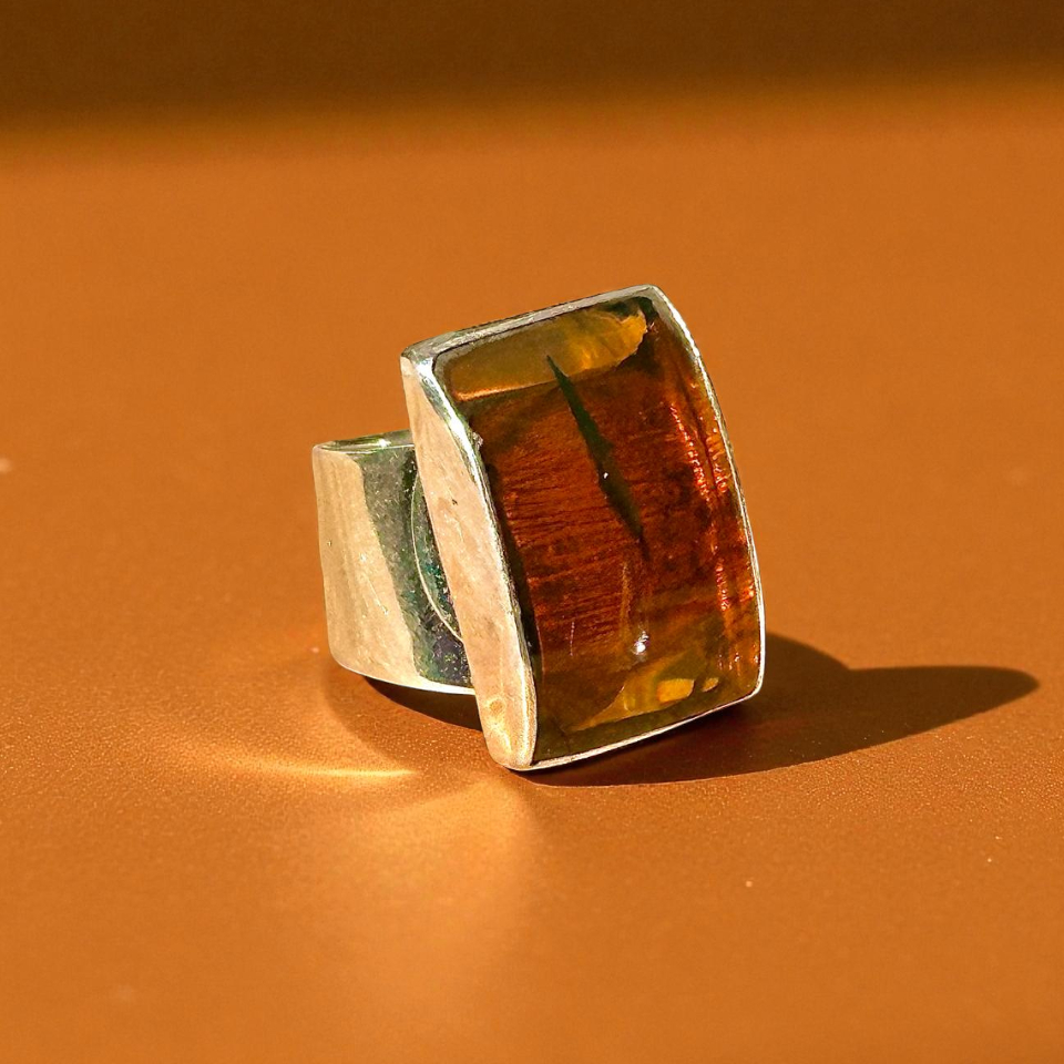 Anillo Ajustable de Ámbar - Joyería Artesanal Mexicana
