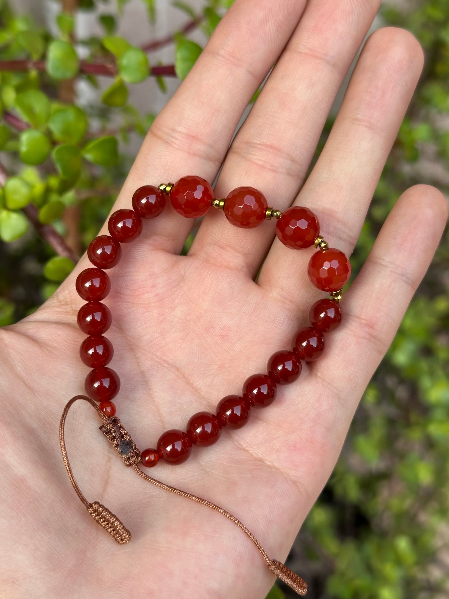 Pulsera Ajustable de Cornalina & hematita