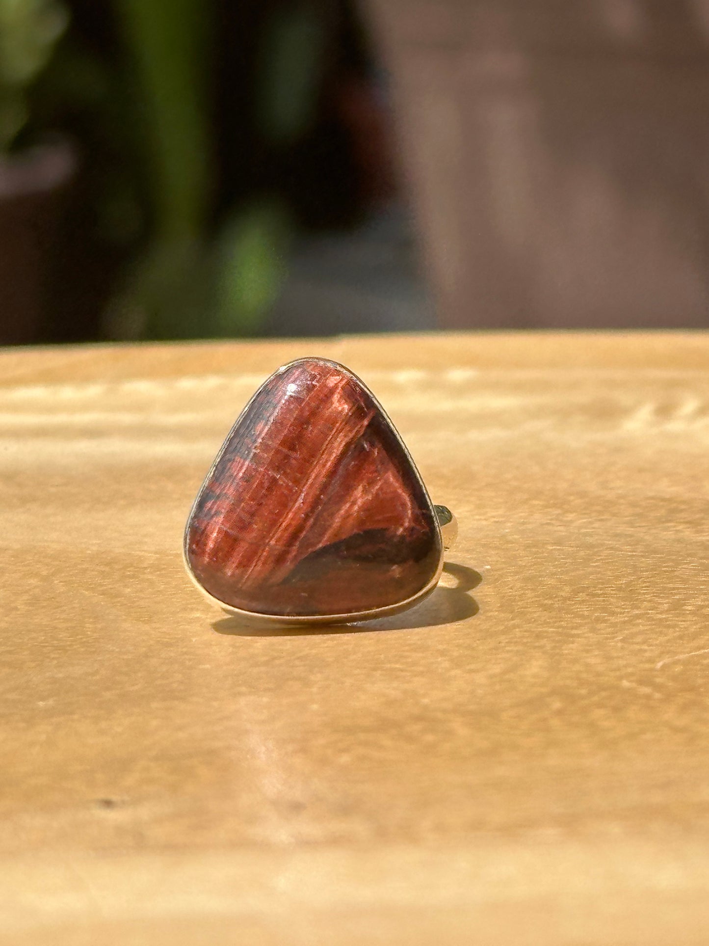 Anillo Ajustable de Ojo de Buey en Alpaca | Piedra de Protección