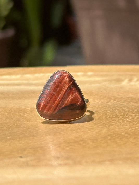 Anillo Ajustable de Ojo de Buey en Alpaca | Piedra de Protección