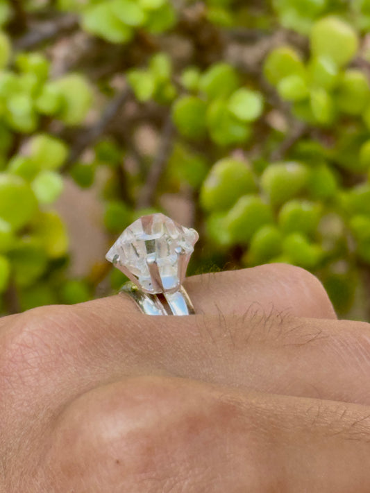 Anillo ajustable de Cuarzo Herkimer