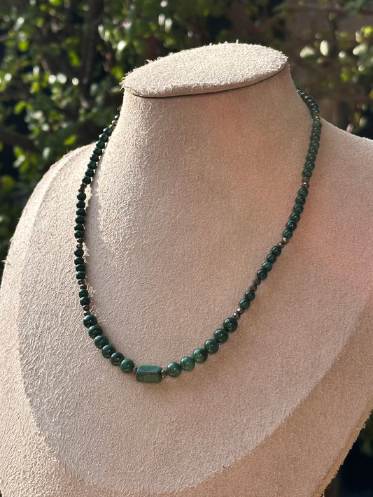 Collar Ajustable de Malaquita y Pirita 6mm