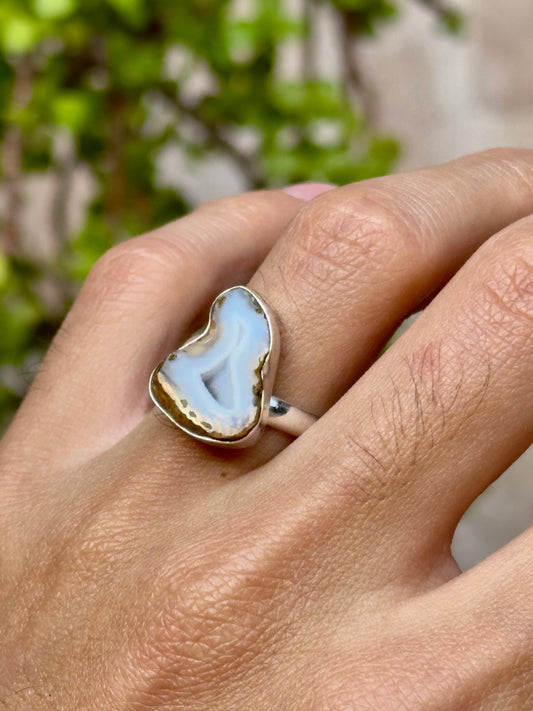 Anillo ajustable de geoda Ágata