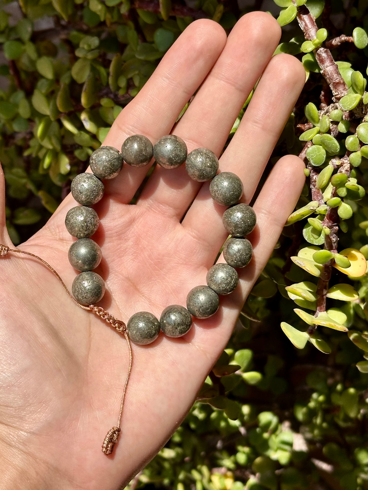 Pulsera Ajustable de Pirita 12mm