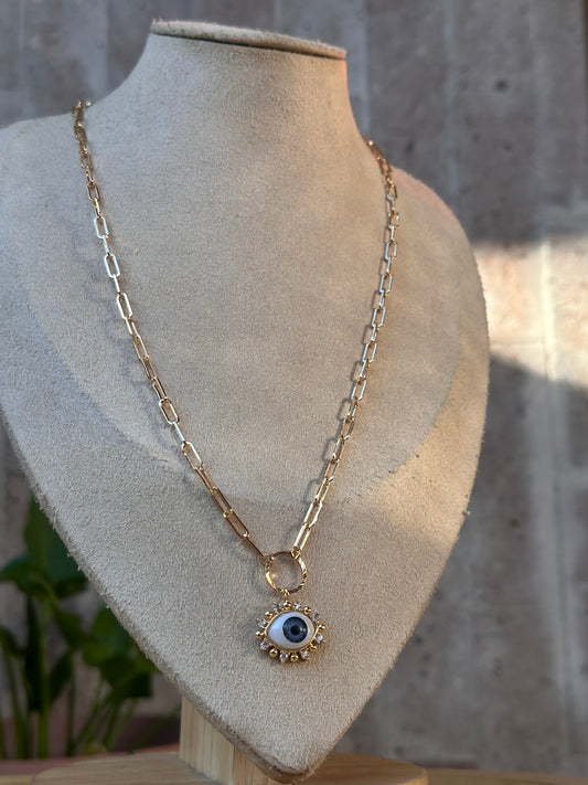 Collar Ojo Místico con Zirconias | Acero Inoxidable