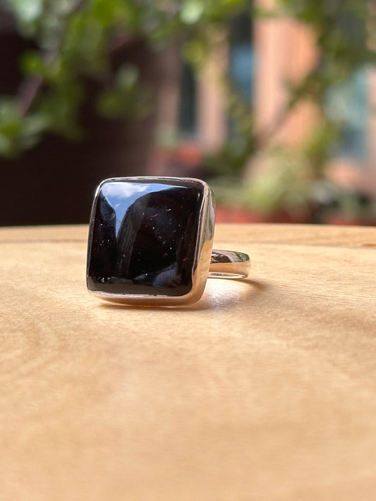 Anillo ajustable de Obsidiana