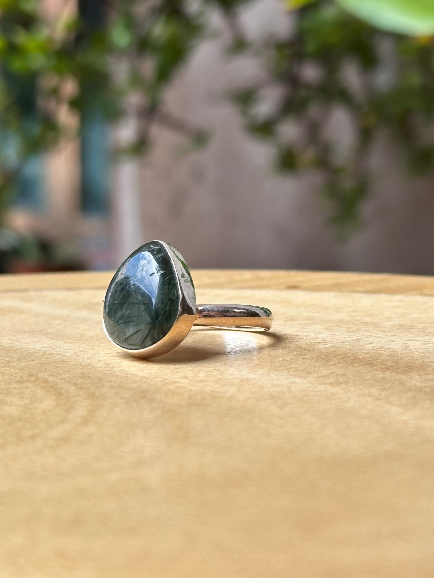 Anillo ajustable de cuarzo rutilado