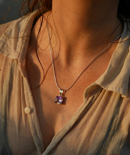 Collar de Ametrino (Bolivianita) en -Joyería Artesanal