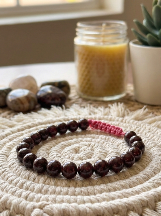 Pulsera ajustable de Granate Rojo