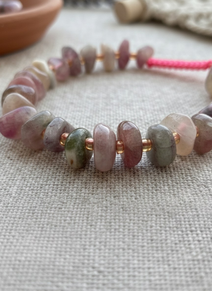 Pulsera ajustable de Turmalina Sandía en Chip