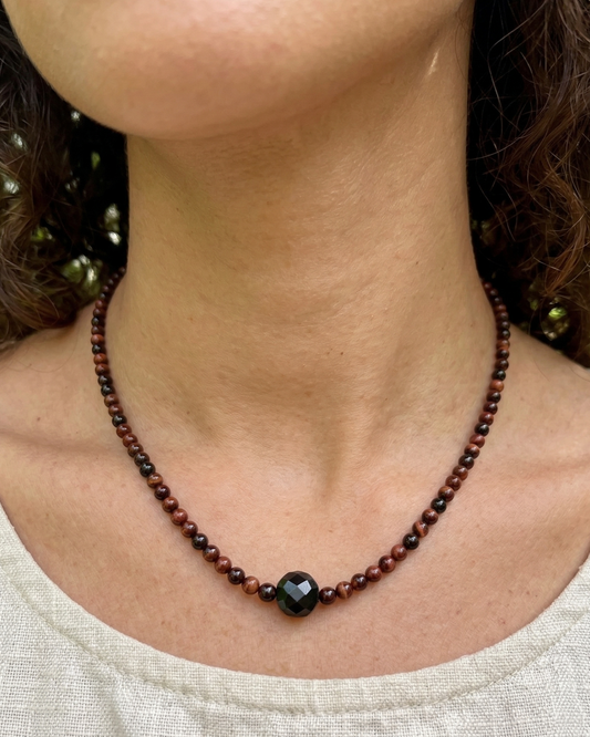 Choker Ajustable de Ojo de Buey con Turmalina Negra