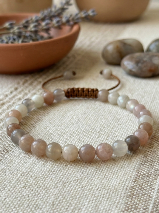 Pulsera ajustable de Adularía Durazno