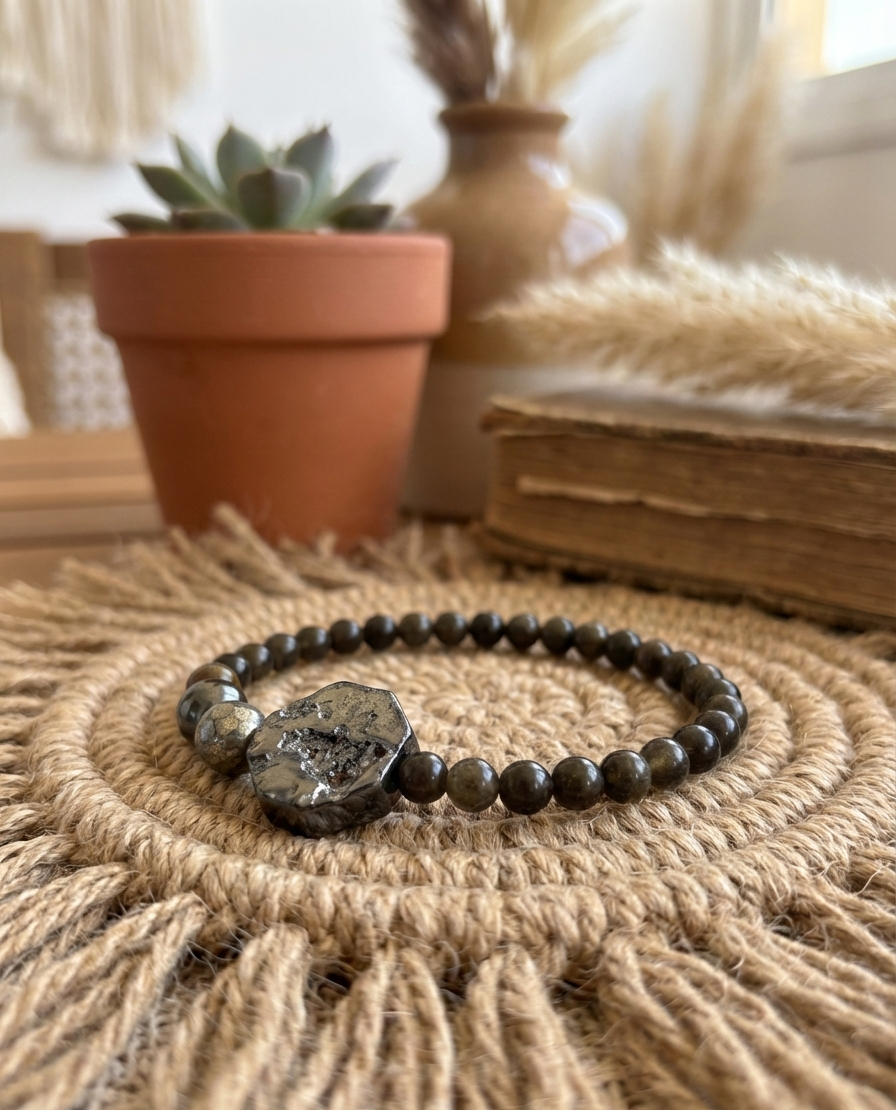 Pulsera Ajustable de Ojo de tigre, turmalina negra y obsidiana