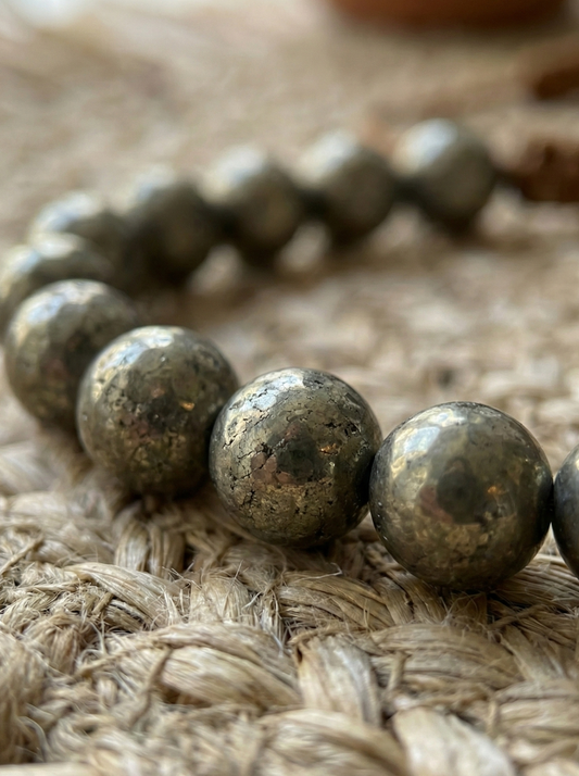 Pulsera ajustable de Pirita Facetada