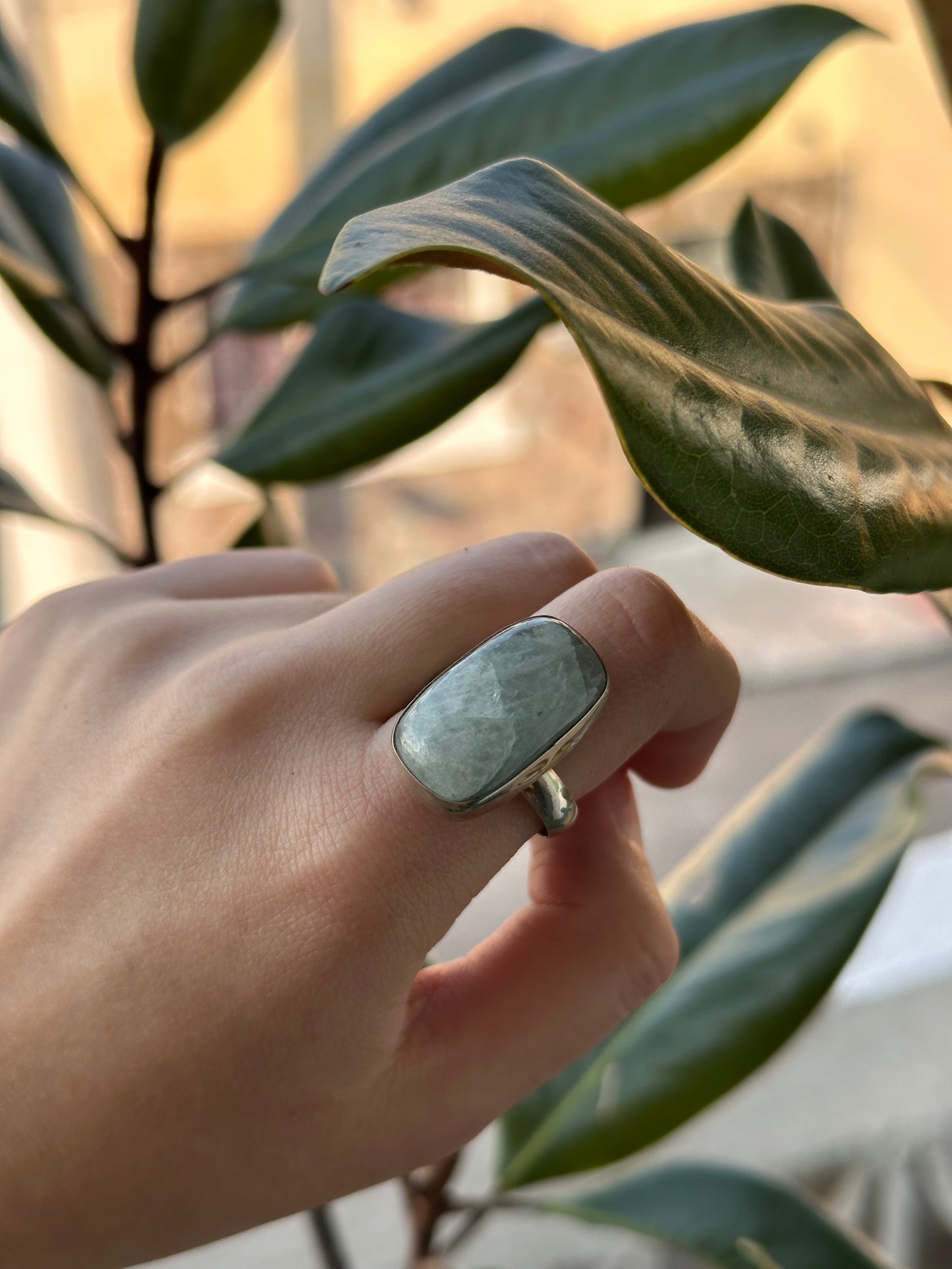 Anillo ajustable de aguamarina