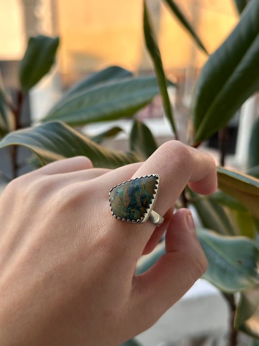 Anillo ajustable de Crisocola con Azurita