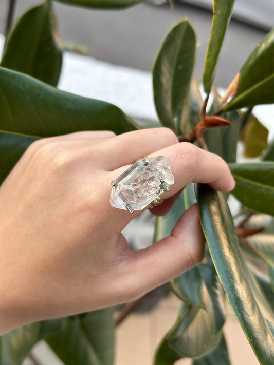 Anillo ajustable de Cuarzo Herkimer