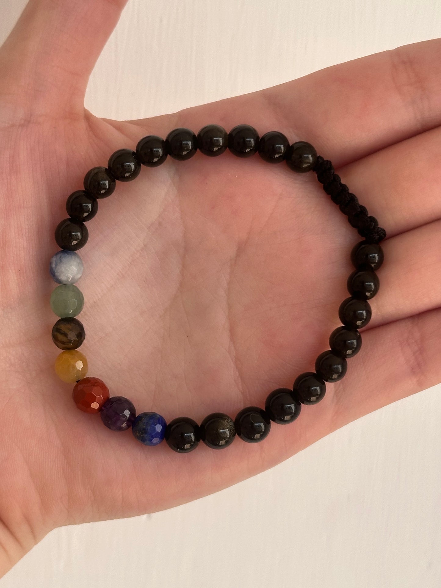 Pulsera ajustable de Obsidiana Dorada y 7 Chakras