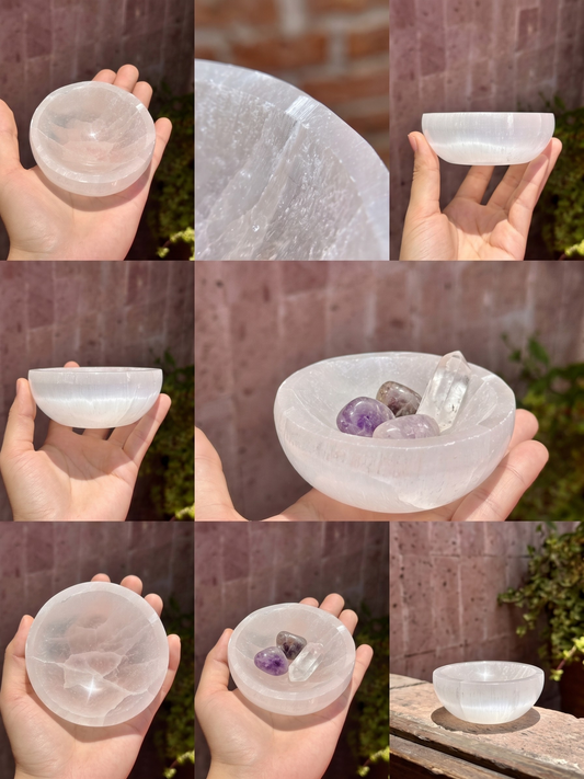 Plato de carga de selenita natural, limpiador espacial de cristal (1 unidad)