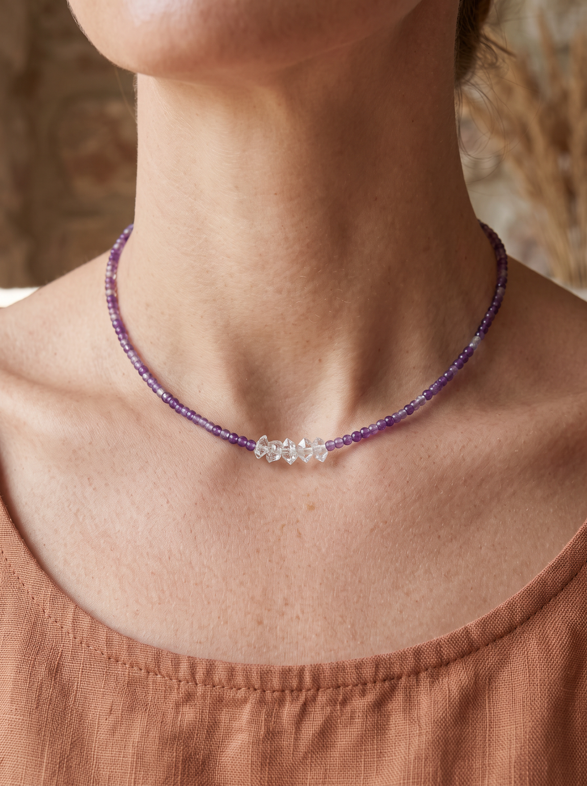 Choker · Amatista & Herkimer