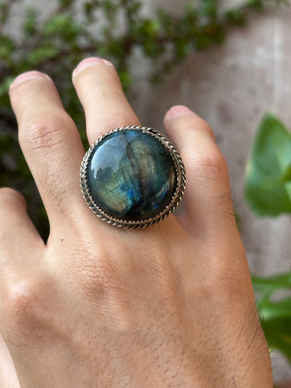 Anillo ajustable de labradorita