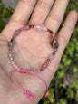 Pulsera Ajustable de Cuarzo Rosa, Hematita, Cuarzo Fresa, Amatista y Granate