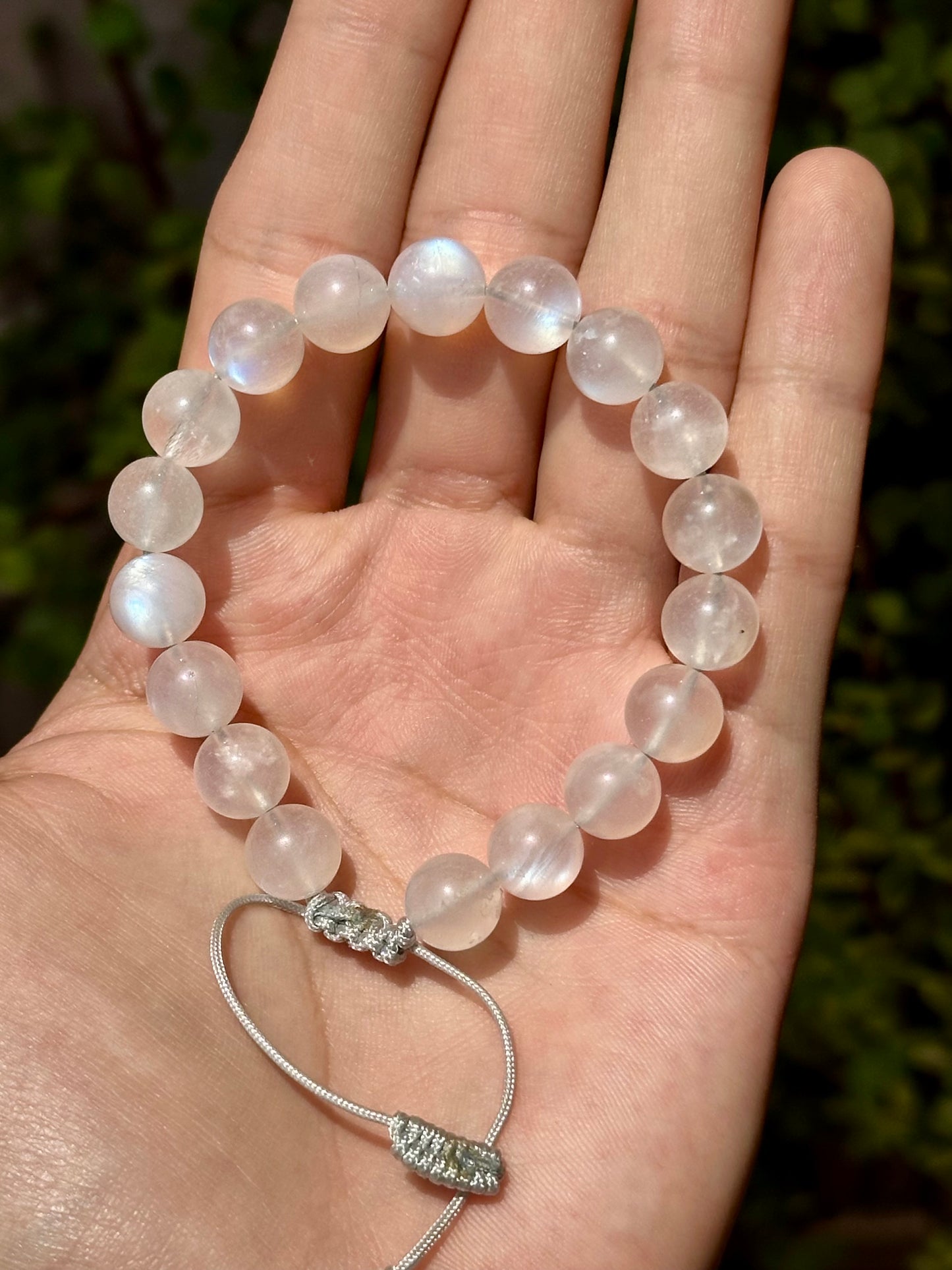 Pulsera Ajustable de Piedra Luna 10mm