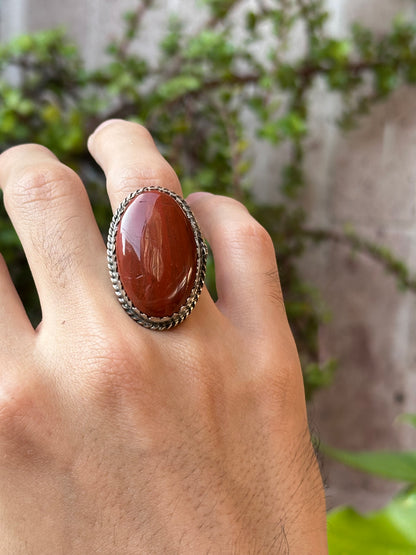 Anillo ajustable de jaspe rojo