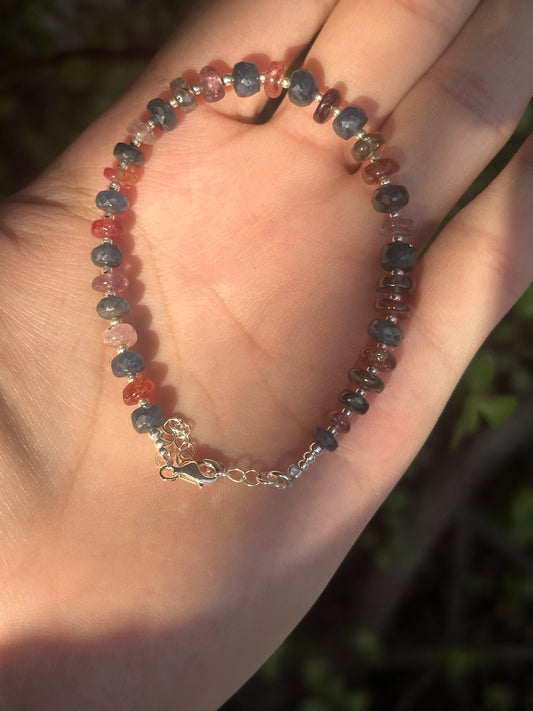 Pulsera de Zafiro y Espinela Multicolor