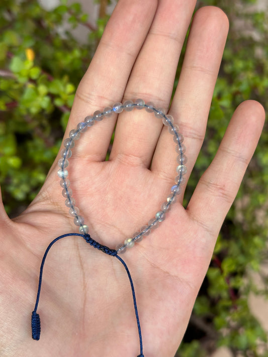 Pulsera ajustable de labradorita 4mm